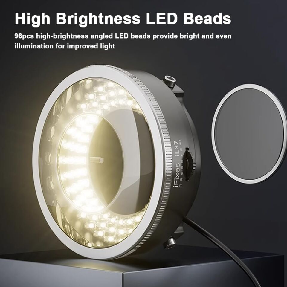 iFixes iL37 Mikroskop Polarize Optik Sistem LED Aydınlatma Halka Işık 96 adet LED Işık Boncuk Mikroskop Parlamaya Dayanıklı Işık Kaynağı
